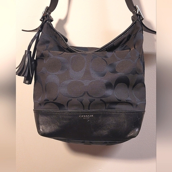 Coach Signature C Sufflette Cloth crossbody bag in black - Picture 1 of 13